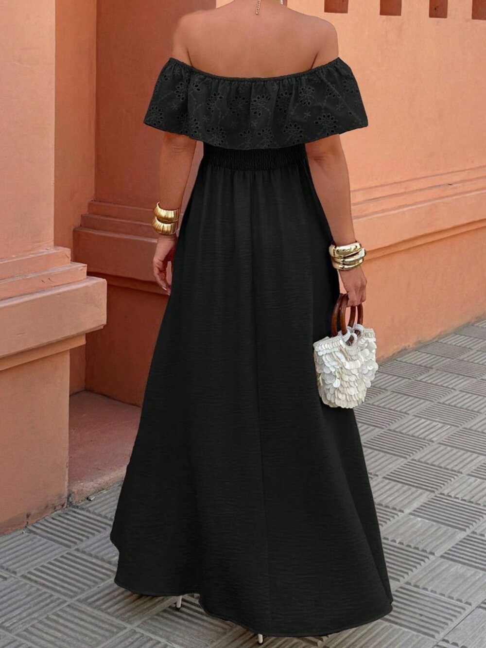 Black Boho Women's Beach Vacation Casual Dress - Picture 2 of 5